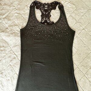 Lace back Tanktop with Rhinestones